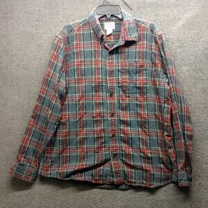 L.L. Bean Cotton Flannel Plaid Button-Up Traditional Fit Size L
